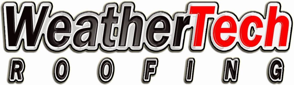 WeatherTech Roofing company logo with black and red lettering