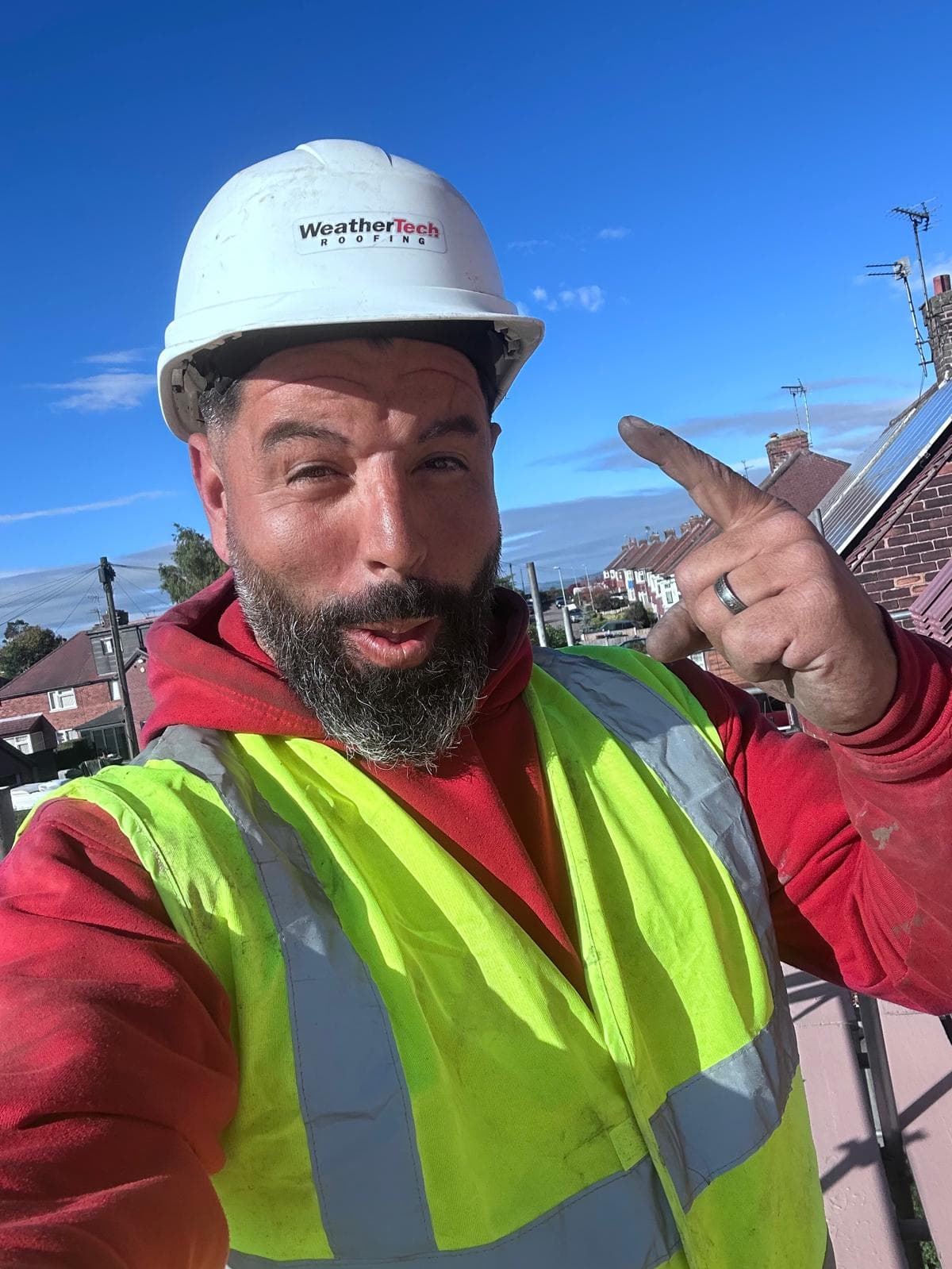 WeatherTech fitter on a re-roof in Mansfield